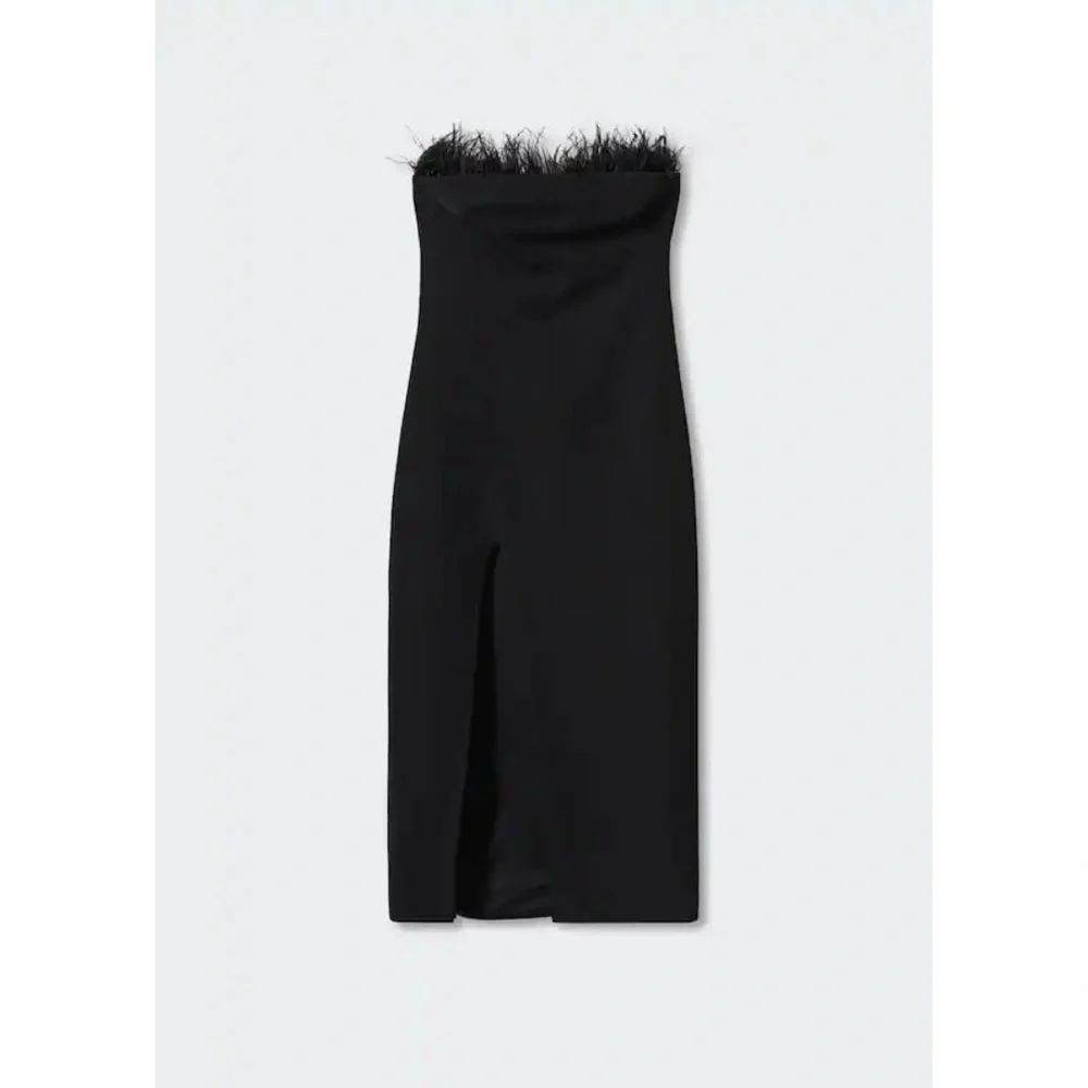 NWT Mango Black Feather Dress Midi- size 2 - Picture 7 of 9